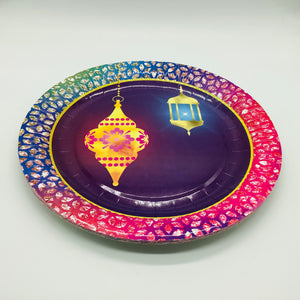 Diwali purple 9" Round Paper Plate 10pcs
