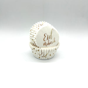 White Eid Mubarak Cupcake Cases 50's