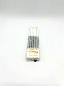 Silver Long Glitter Candles 12 pcs