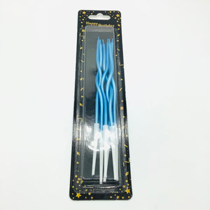 Blue Curly Candles 6pcs