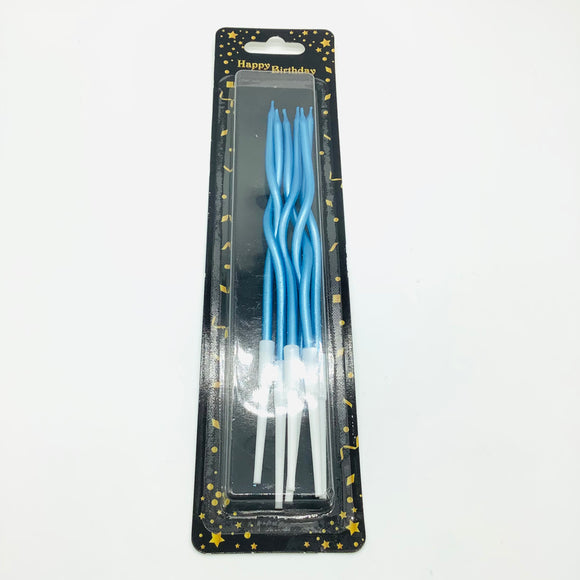 Blue Curly Candles 6pcs