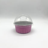 Baking Cups Round Pink with Dome lids 6pcs