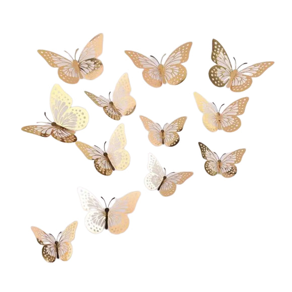 Metallic Butterflies 12pcs Rose Gold #2