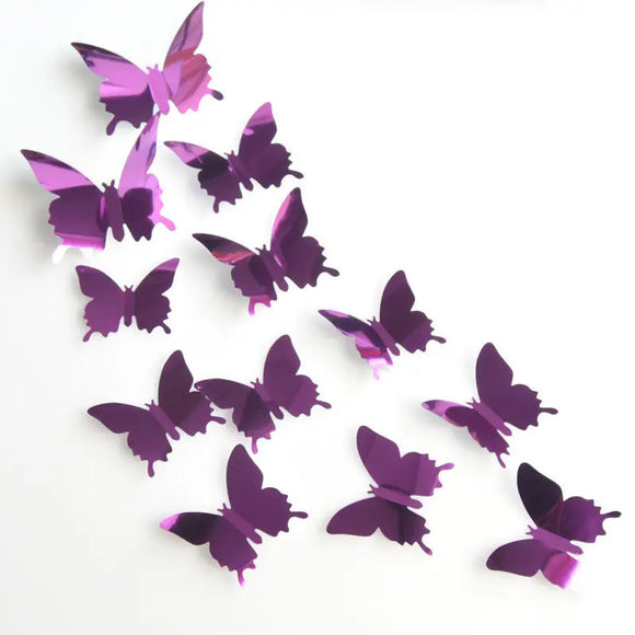 Stereoscopic Mirror Butterflies 12pcs Purple