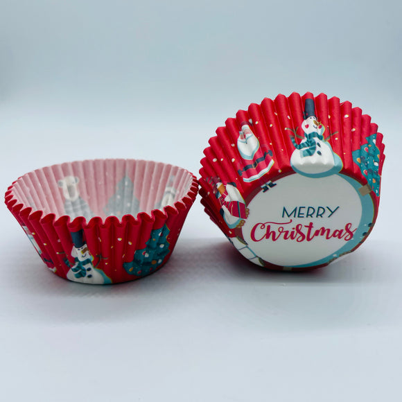 Red Merry Christmas Baking Paper Cups 100pcs