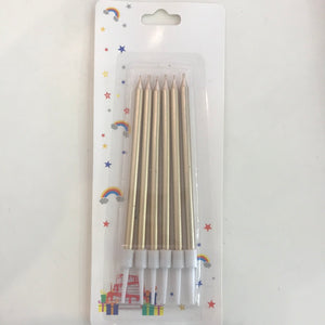 Champagne GoldMetallic Long Birthday Candles 10cm