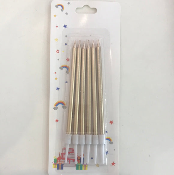 Champagne GoldMetallic Long Birthday Candles 10cm