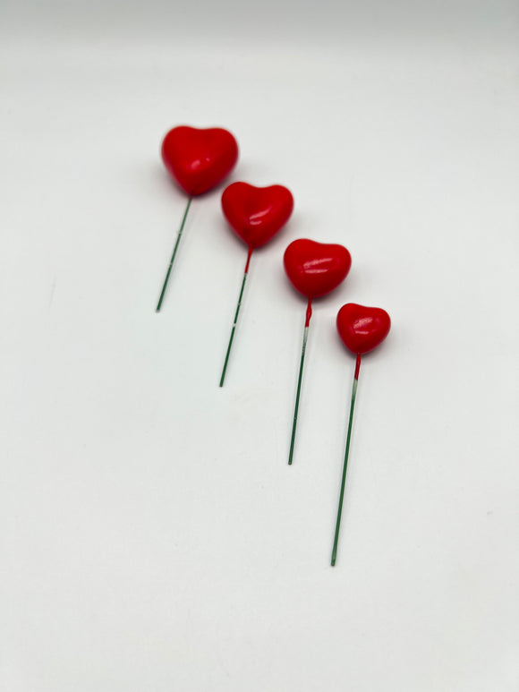 Red Faux Hearts 4pcs