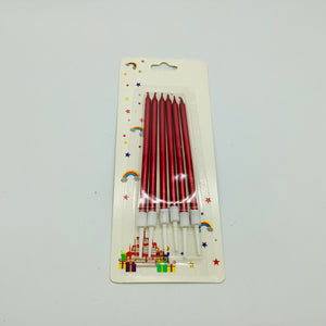 Red Metallic Long Birthday Candles 10cm