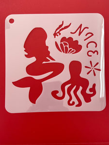 Mermaid Under the Sea Stencil