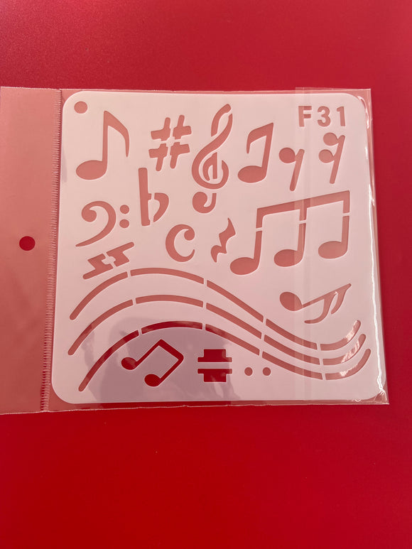 Music Notes Small Stencil F31