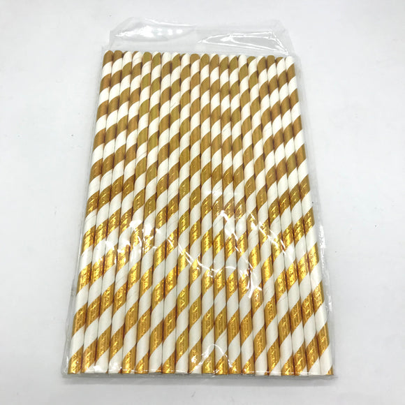 Design Paper Straws 16pcs Gold