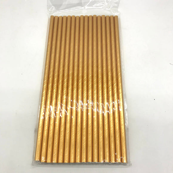 Plain Paper Straws 16pcs Gold