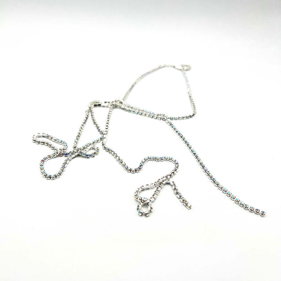 Silver Thin Diamante on String 1m