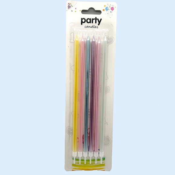 Pastel XLong Birthday Candles 20cm 6's