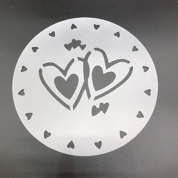 Hearts Stencil Round 20cm Style 4
