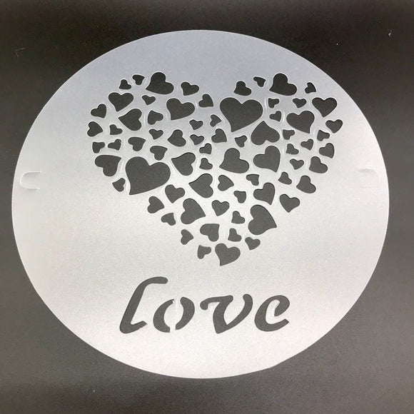 Love Hearts Stencil Round 23cm Style 8