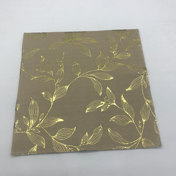 Gold and Neutral Leaf Serviette 20pcs