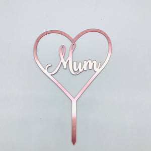 Rose Gold Mum in Heart Topper