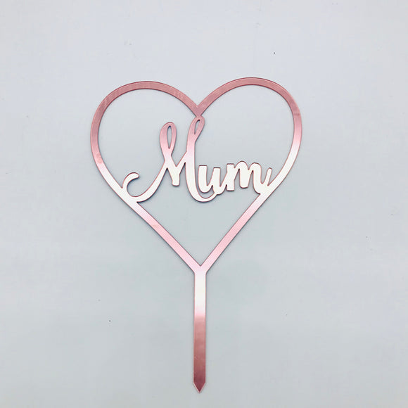 Rose Gold Mum in Heart Topper