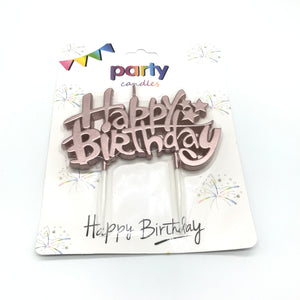 Rose Gold Metallic Happy Birthday Candle