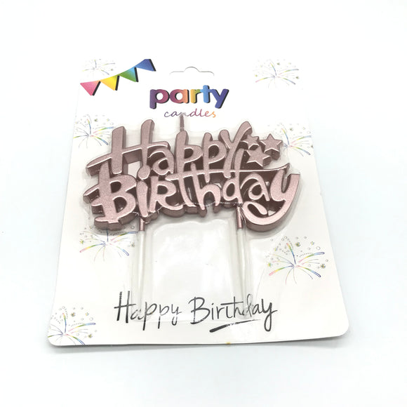 Rose Gold Metallic Happy Birthday Candle