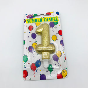 Number Candle Metallic 7cm Gold