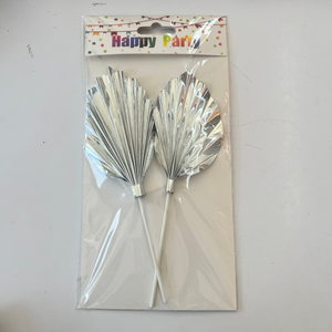 Palm Rounded Metallic Silver 2pcs