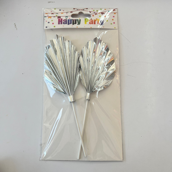 Palm Rounded Metallic Silver 2pcs