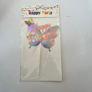 Pink Happy Birthday Topper Butterfly