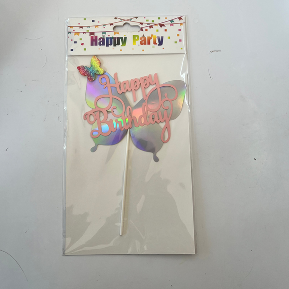 Pink Happy Birthday Topper Butterfly