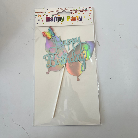 Blue Happy Birthday Topper Butterfly