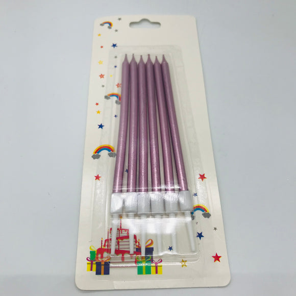 Pink Metallic Long Birthday Candles 10cm