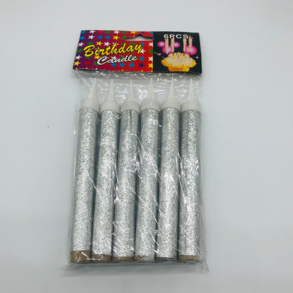 Silver Firework Sparkler Candles 6pcs