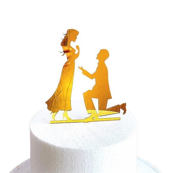 Mr & Mrs Silhoette Topper Gold #2