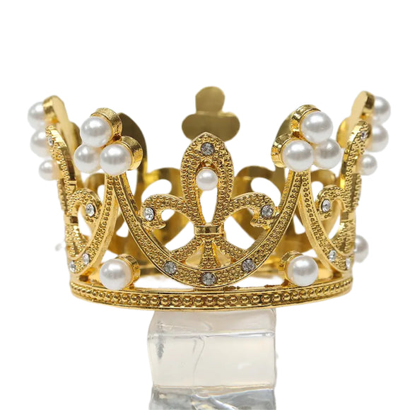 Mini Crown Gold with Diamantés & Pearls