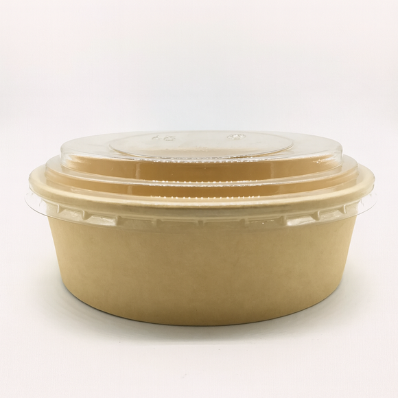 Kraft Bowl with Clear Lid 500ml 6pcs