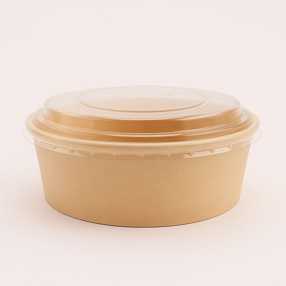Kraft Bowl with Clear Lid 750ml 6pcs