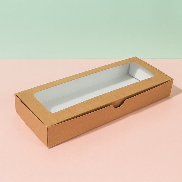 Kraft Doughnut Box – 3 Doughnuts (26.5 x 9.5 x 5.5cm)