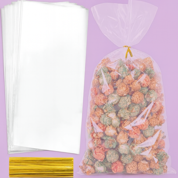 Medium Gusset Bag with Tie (10 x 6 x 30cm) 12pcs