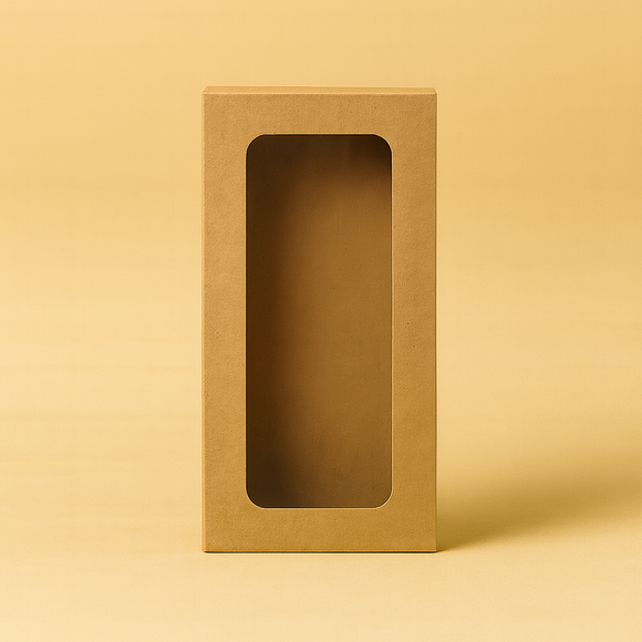 Medium Kraft Biscuit Box with Window (Approx. 32 x 17.5 x 5cm)