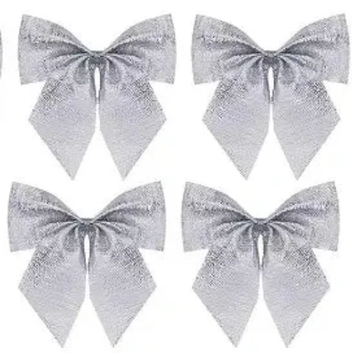 Metallic Bow 5cm Silver 4pcs