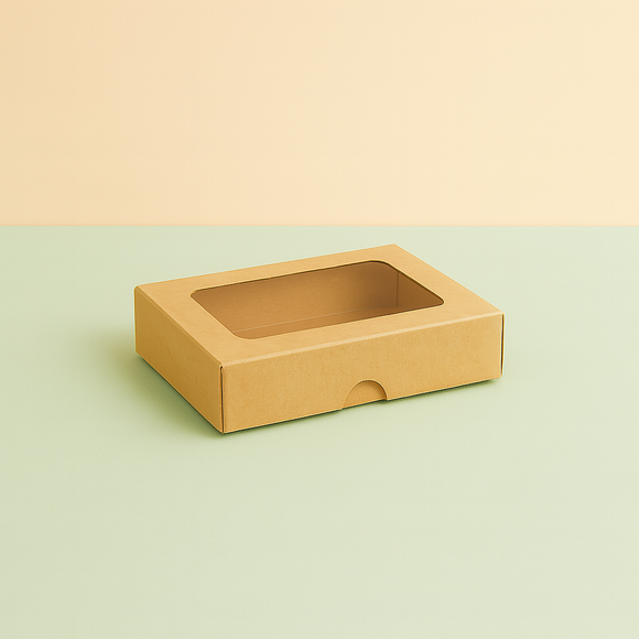 Mini Kraft Biscuit Box with Window (Approx. 19 x 12 x 5cm)