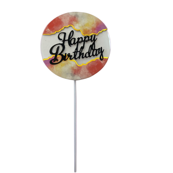 Plastic Black “Happy Birthday” Geode Cake Topper – 10cm