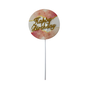 Plastic Gold “Happy Birthday” Geode Cake Topper – 10cm