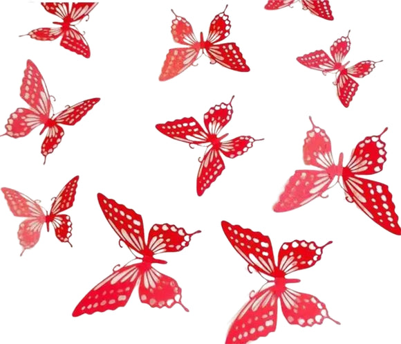 Butterflies 12pcs Red