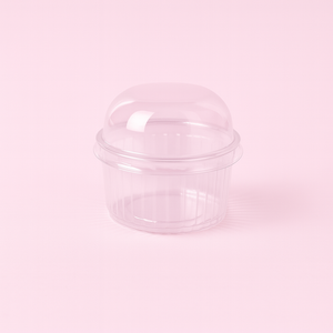 Round Striped Deep Dessert Cup with Lid  (7 x 3.5cm) 6pcs