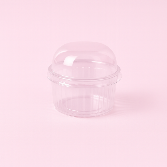Round Striped Deep Dessert Cup with Lid  (7 x 3.5cm) 6pcs
