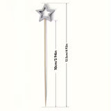Silver Open Star Bamboo Picks 10pcs