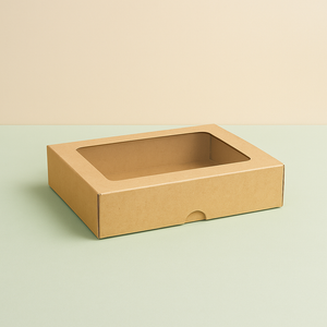 Small Kraft Biscuit Box with Window (Approx. 24 x 15.5 x 5cm)